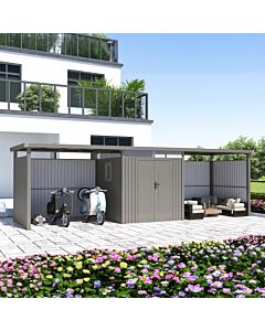 Rockford Lagos 100 metalen tuinhuis met 2x overkapping & 2x wandenset grijs RF2251080