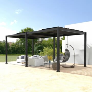 Jimmy at Work Budget aluminium pergola met lamellen 6 x 3 m manueel antraciet JAW3485540