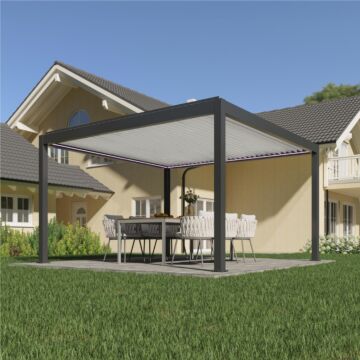 Pratt & Söhne Verona aluminium pergola met witte lamellen 4 x 4 m elektrisch PS6088335