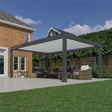 Pratt & Söhne California aluminium pergola met witte lamellen 6 x 4 m elektrisch PS6342250