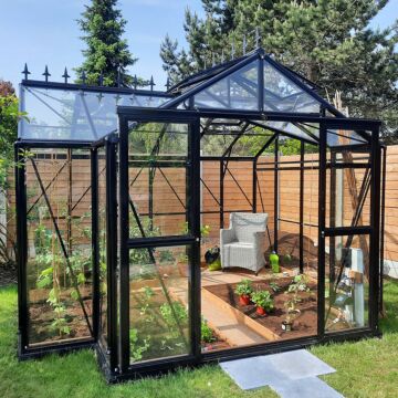 Gardenmeister Orangerie 100 tuinkamer veiligheidsglas 4 mm zwart